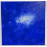 Simon Fairless, 21st century, Acrylic on canvas, Blue Movement, A blue sky with cloud. Signed