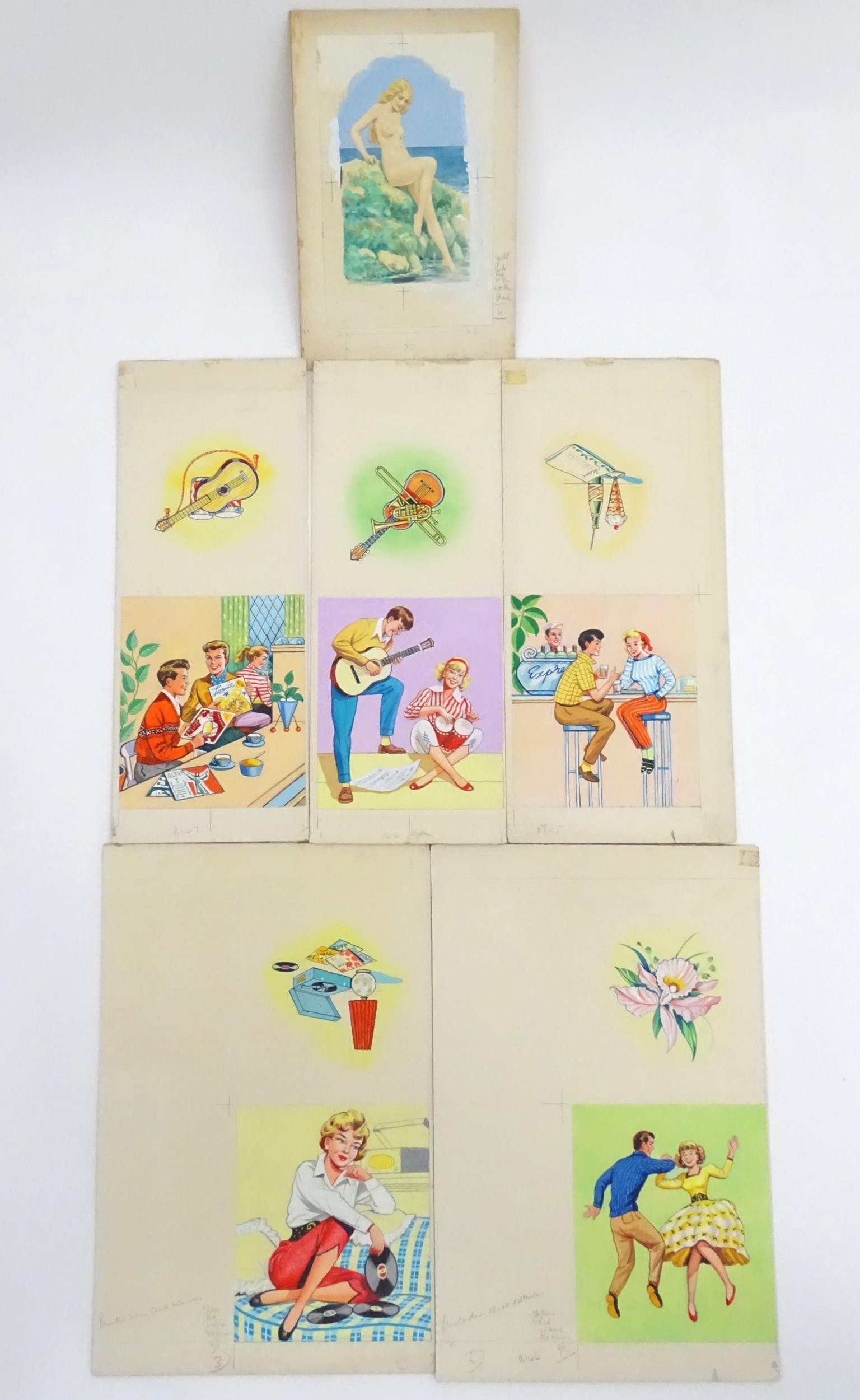 A large quantity of assorted 20th century watercolour, gouache and ink cartoon greeting card / - Image 7 of 23