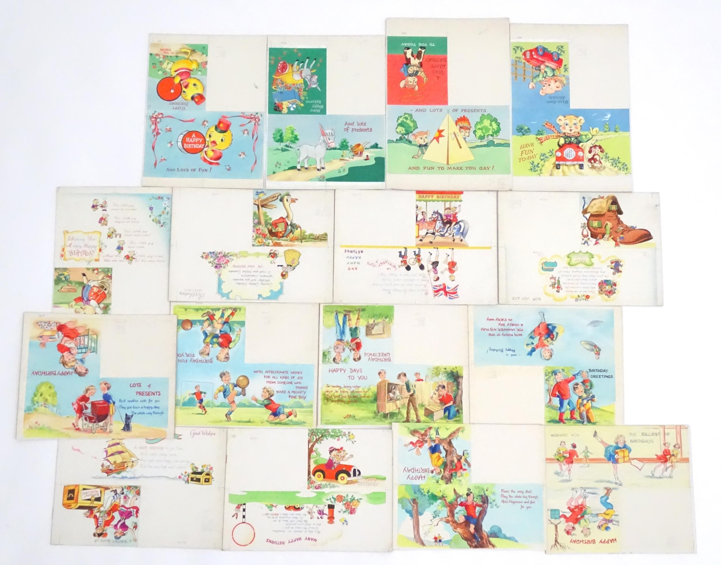 A large quantity of assorted 20th century watercolour, gouache and ink cartoon greeting card / - Image 21 of 23