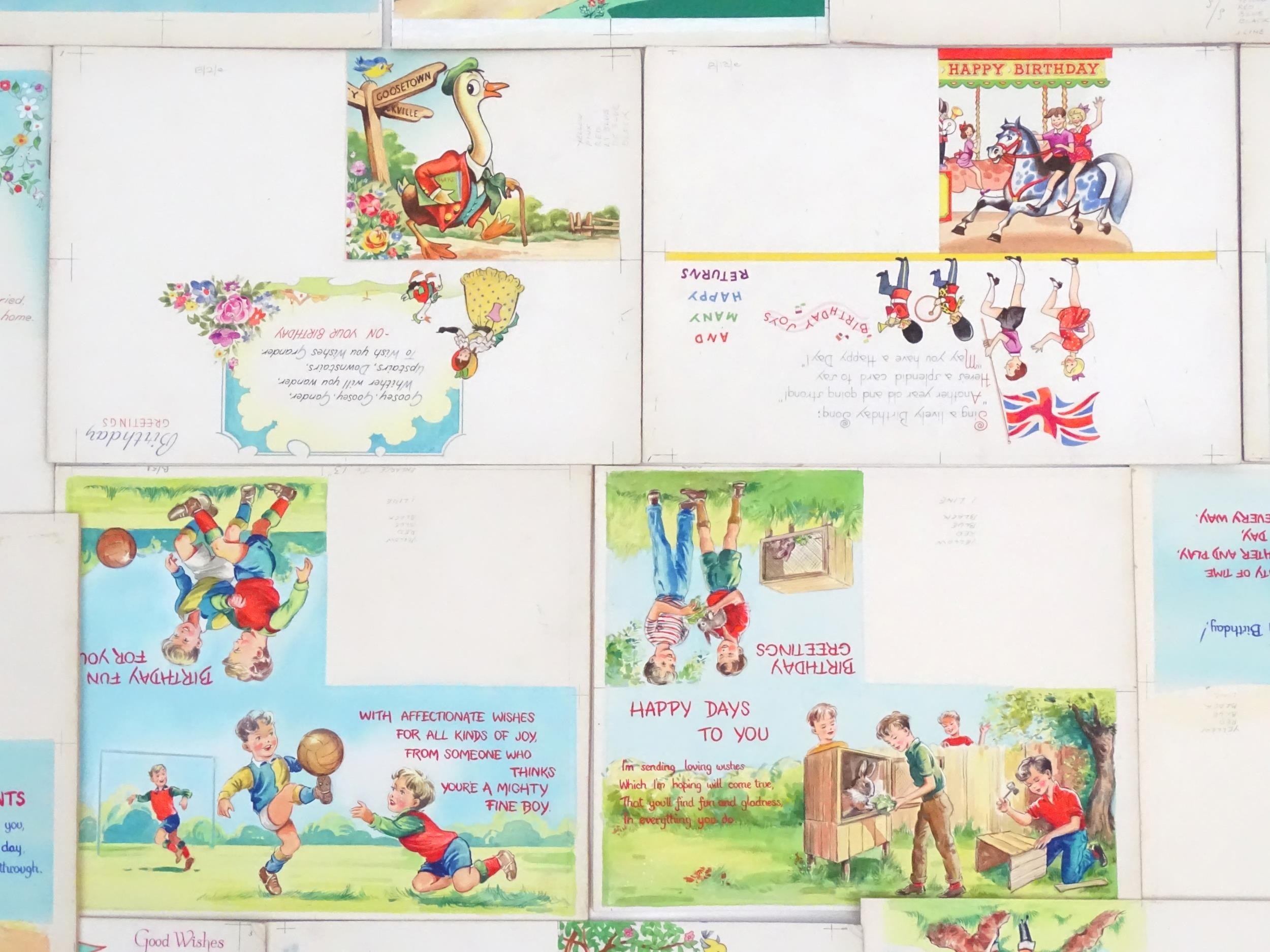 A large quantity of assorted 20th century watercolour, gouache and ink cartoon greeting card / - Image 23 of 23