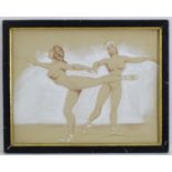 J. L. Bryson, 20th century, Mixed Media, Nude Dancers. Side lower right. Approx. 16 3/4" x 21 1/4"