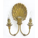 Two branch girandole wall light with shell motif. Approx. 15" high Please Note - we do not make