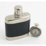 A Longines pocket watch. Together with a hip flask (2) Please Note - we do not make reference to the