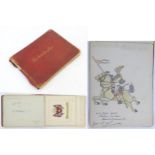 An early 20thC scrapbook / album containing various watercolours, ink drawings, text and