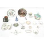 A quantity of assorted ceramics to include a H. J. Wood ceramic basket in the Indian Tree pattern,