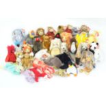Toys: A quantity of assorted soft toys to include TY Beanie Baby bears, octopus, monkey, lion,