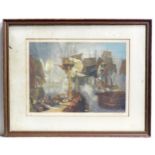 John Cother Webb after JMW Turner, Coloured mezzotint, The Battle of Trafalgar, as seen from the