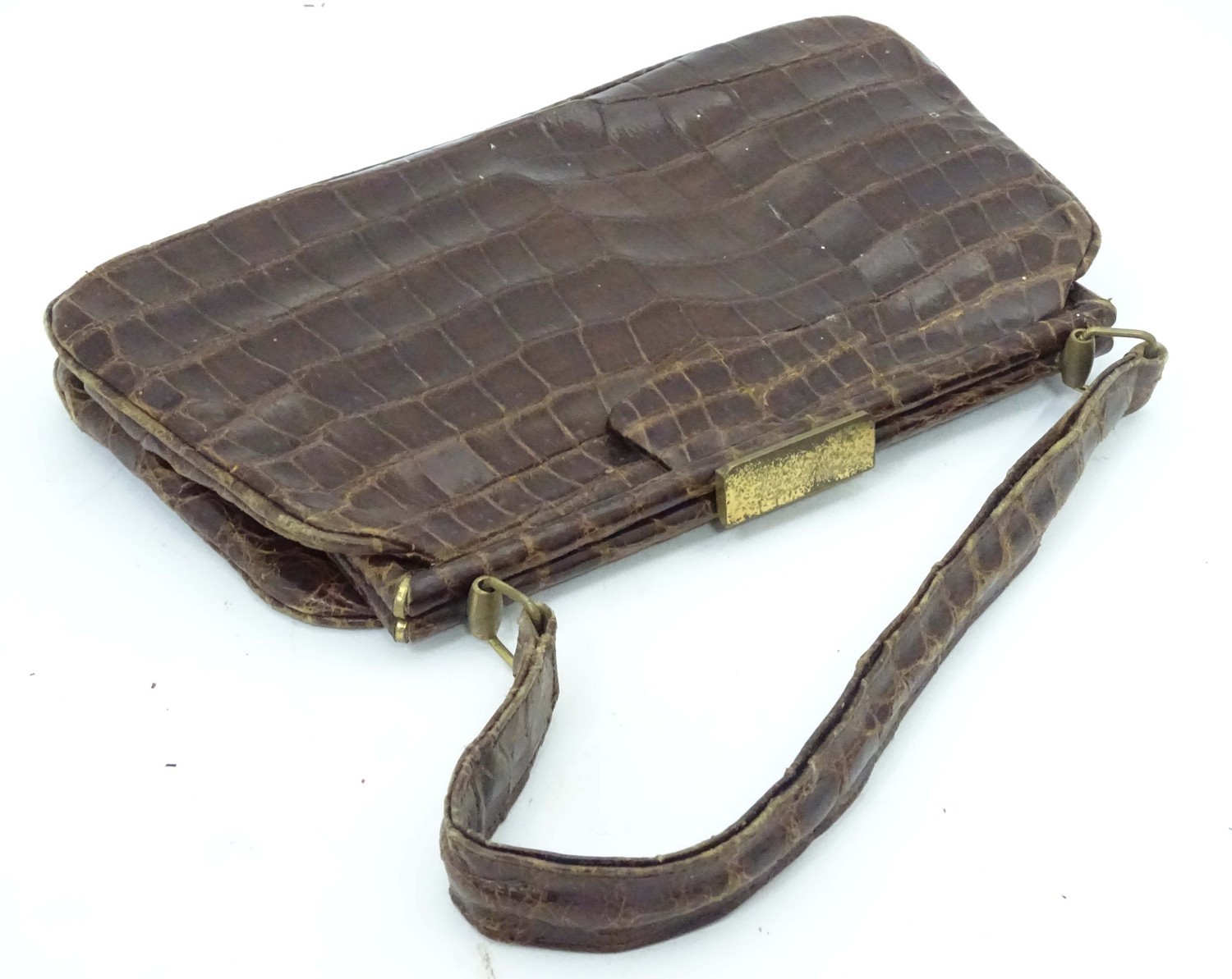 A vintage crocodile handbag with purse and mirror Please Note - we do not make reference to the - Image 4 of 5