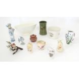 A quantity of assorted ceramics to include a Franklin Porcelain model of a European Goldfinch, a
