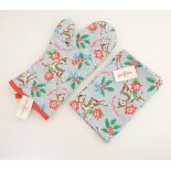 A Cath Kidston oven glove and tea towel with a Christmas reindeer print (2) Please Note - we do