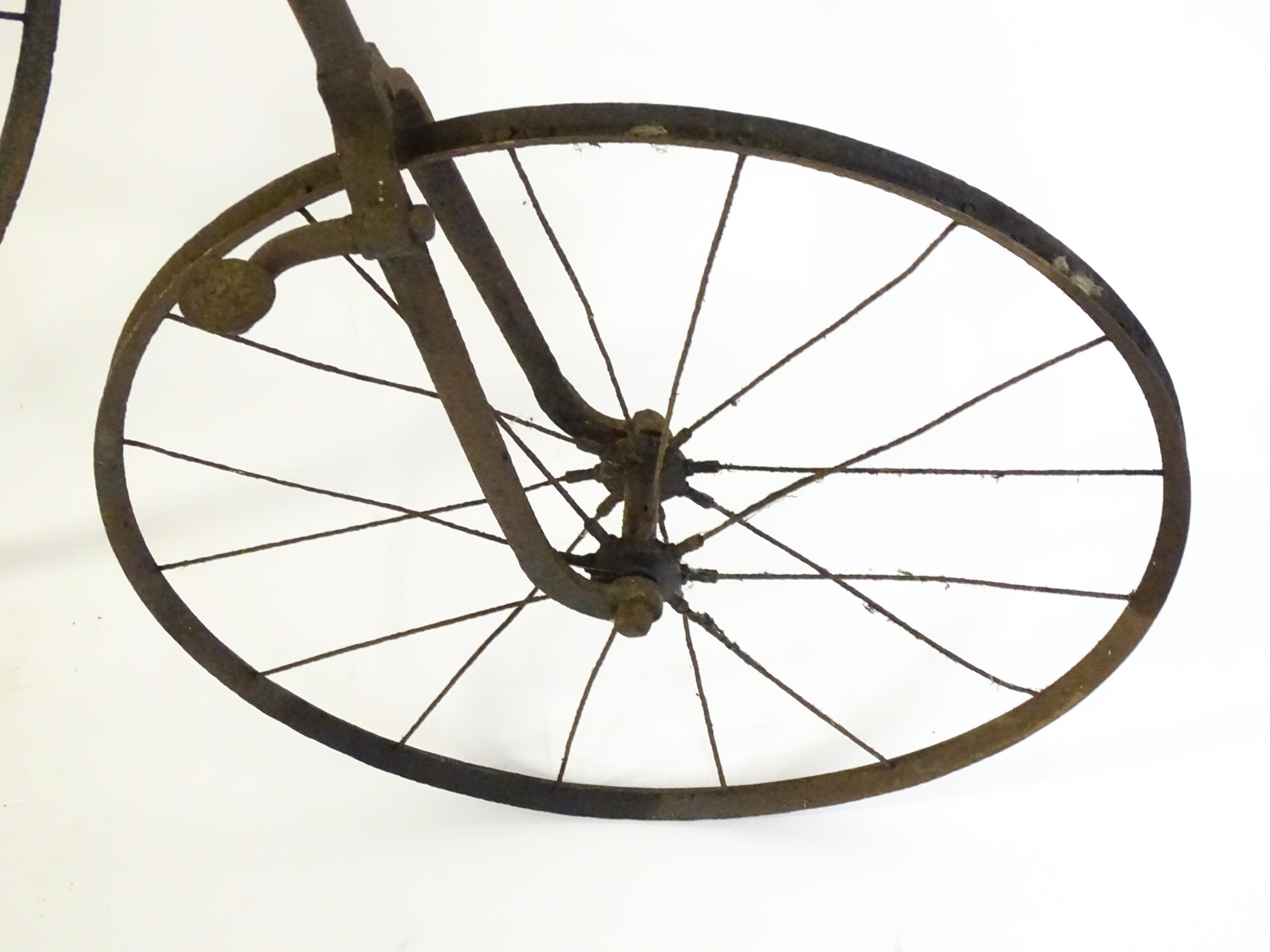 A Victorian Penny Farthing ( High wheel / ordinary ) bicycle. The large front wheel approx 49" - Image 2 of 8