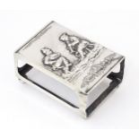A silver matchbox cover / sleeve with embossed decoration, hallmarked Birmingham (early 20thC) Maker