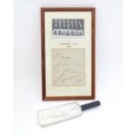 Cricket interest: A 20thC flask modelled as a cricket bat engraved The Yorkshire County Cricket