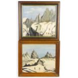 Etienne Dunand, 20th century, Oil on board, Ascension of Mont Blanc. Signed and titled lower