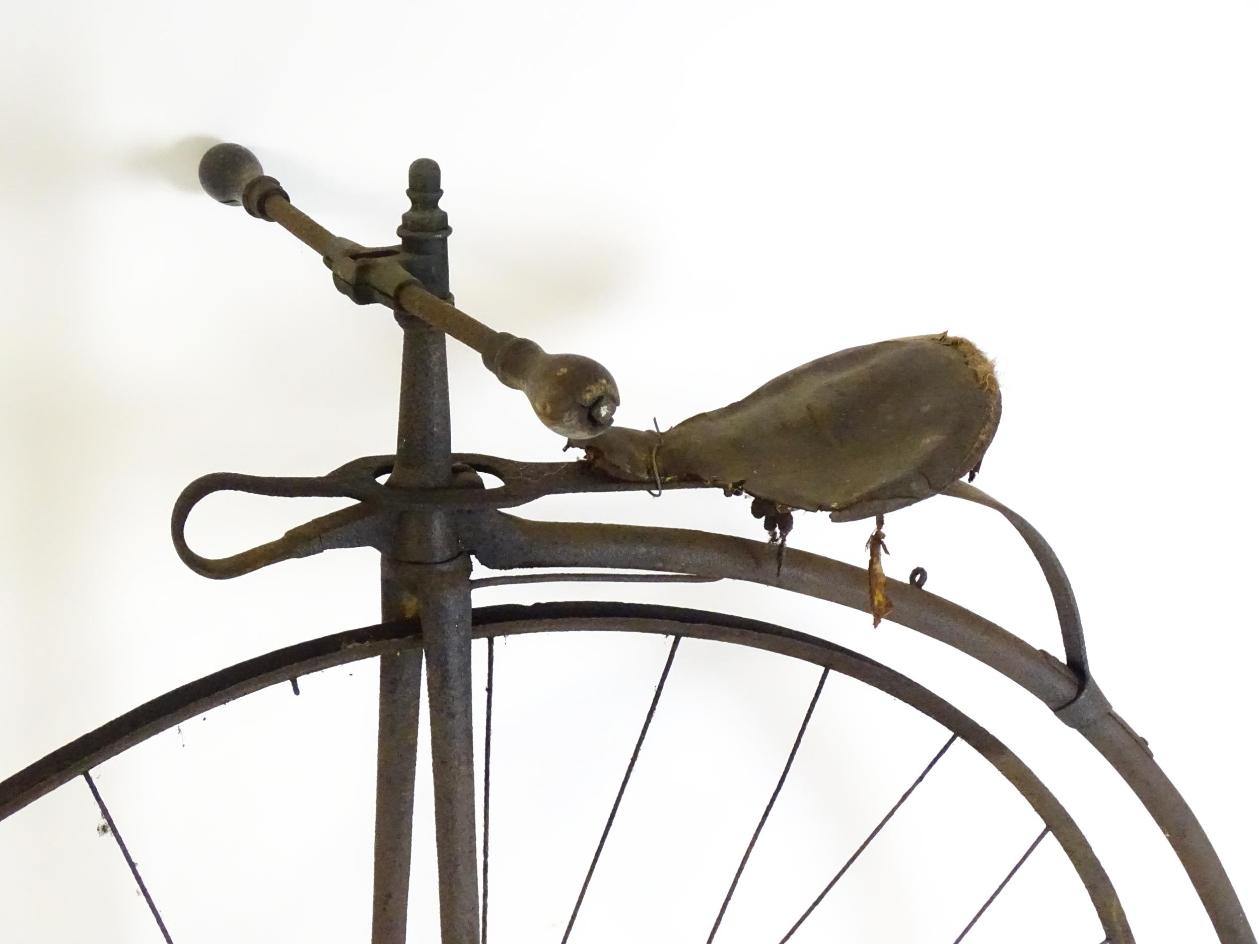 A Victorian Penny Farthing ( High wheel / ordinary ) bicycle. The large front wheel approx 49" - Image 7 of 8
