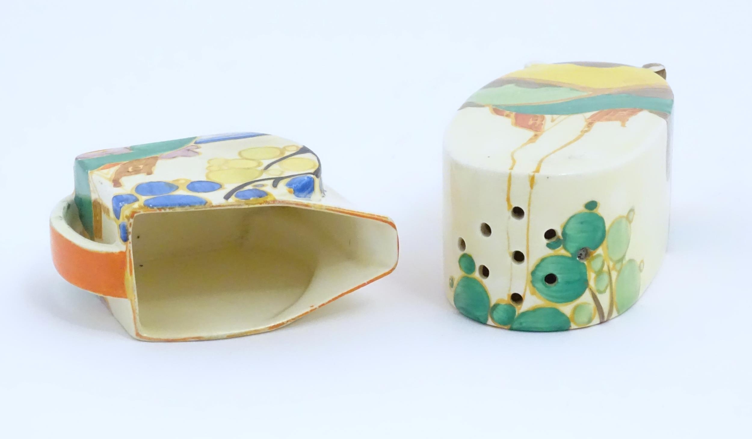 Three items of Clarice Cliff pottery decorated in the Secrets pattern comprising, milk jug, bowl - Image 10 of 11