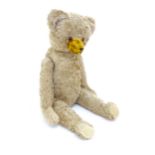 Toy: A large early 20thC straw filled mohair teddy bear, with stitched nose and mouth, pad paws