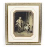19th century, Irish School, Hand coloured engraving, An interior scene with two figures dancing to