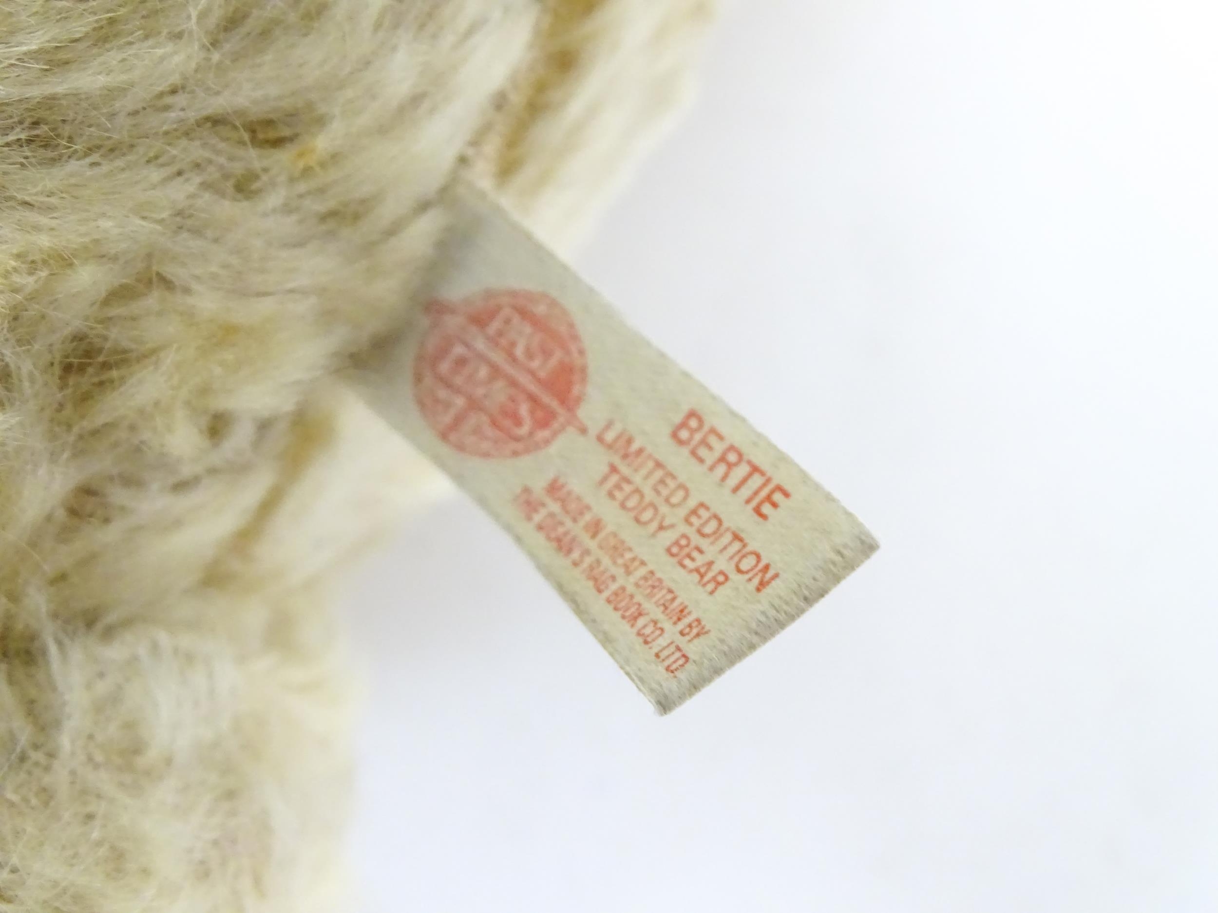 Toy: A 20thC Past Times mohair teddy bear - Bertie, with stitched nose and mouth, pad paws and - Bild 9 aus 10