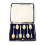 A cased set of six silver teaspoons hallmarked London 1921 Josiah Williams & Co (David