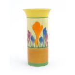 A Clarice Cliff vase decorated in the Crocus pattern, shape no. 196. Marked under Bizarre by Clarice
