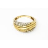 A 9ct gold ring set with diamonds, Ring size approx. M 1/2 Please Note - we do not make reference to