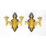 Two gilt wood wall sconces with pricket spikes. Approx 15 1/2" long (2) Please Note - we do not make