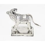 An Indian white metal model of an cow / ox. Approx. 3" high Please Note - we do not make reference