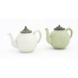 Two late 19th / early 20thC teapots, to include one with Gothic quatrefoil decoration. Largest