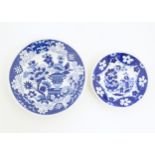 Two Hilditch & Sons blue and white wares comprising a shallow bowl in the Willow pattern, and a