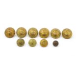 Militaria: ten 20thC pressed brass tunic buttons, each with the regimental insignia of the South