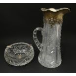 A cut glass jug with American Sterling silver mounts by Gorham Manufacturing Company, together