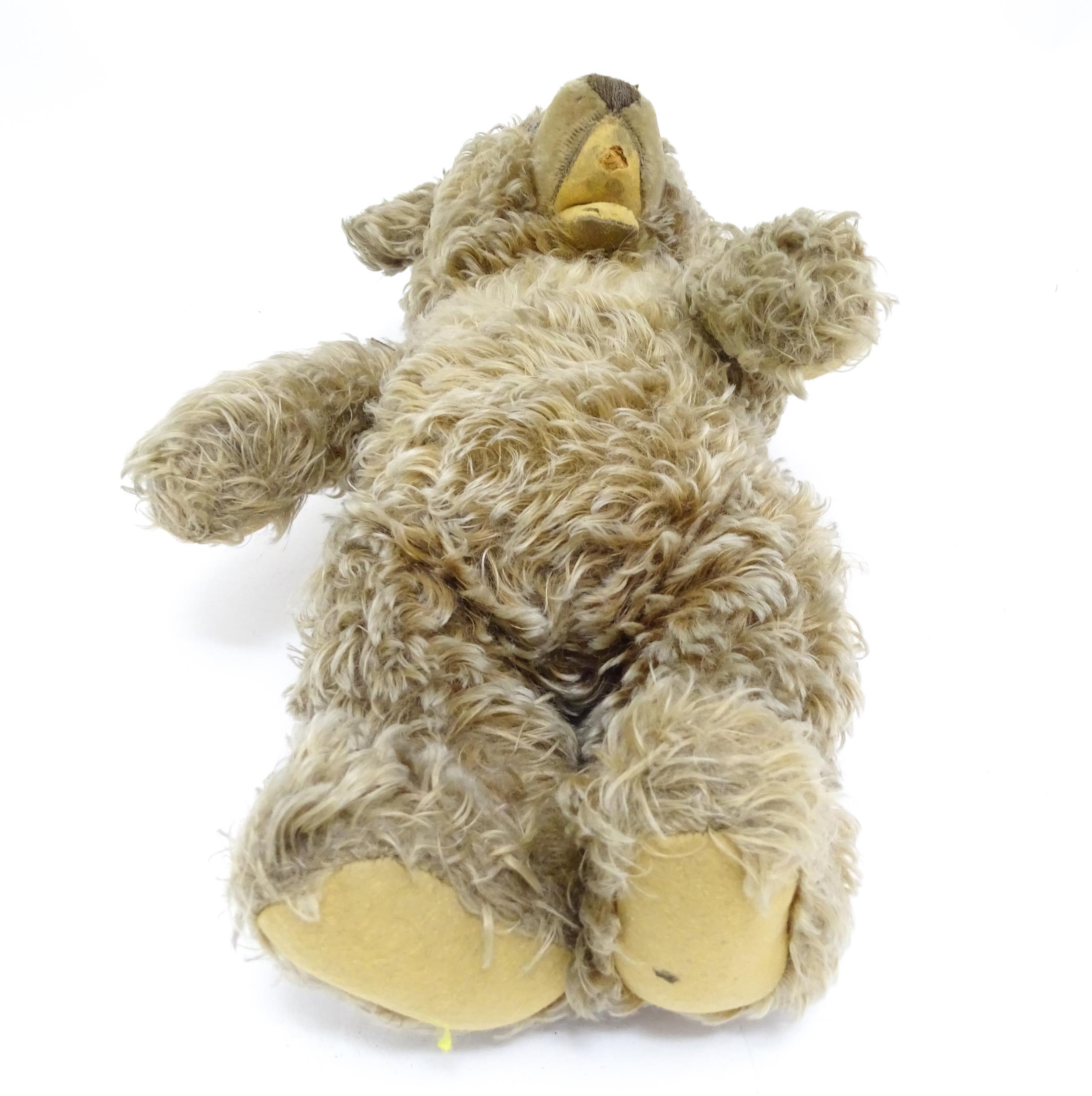 Toy: A 20thC Steiff straw filled mohair teddy bear - Zotty, with stitched nose, open mouth, - Bild 6 aus 8