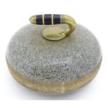 A Scottish granite curling stone with handle to centre stamped J Grant Leeds. Approx. 11"