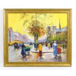 After Edouard Cortes (1882-1969), 20th century, Oil on canvas, Le Quai de Montebello, A street scene