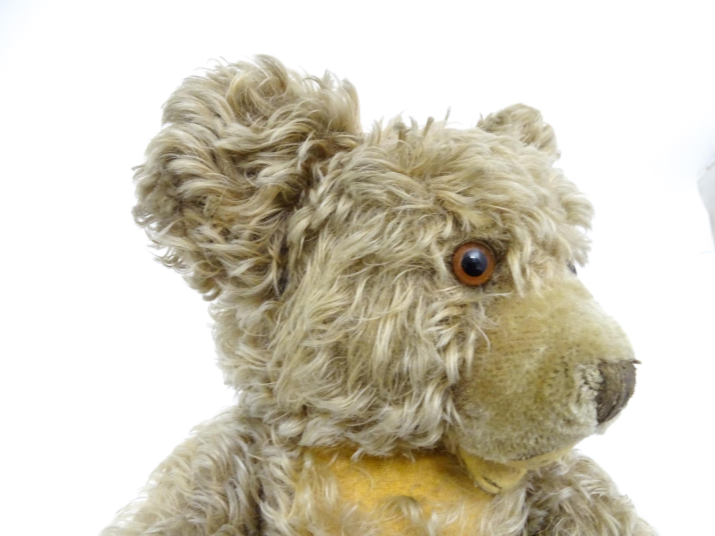 Toy: A 20thC Steiff straw filled mohair teddy bear - Zotty, with stitched nose, open mouth, - Bild 4 aus 8