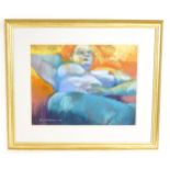 Em Isaacson, 21st century, English School, Pastel on paper, Reclining nude. Signed and dated 2000