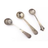 Three various silver salt spoons to include an Albany pattern salt spoon hallmarked Birmingham