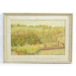 Maud Kennedy, 20th century, Oil on board, An Oxfordshire landscape with houses and trees. Signed and
