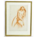 20th century, French School, Lithograph, A seated nude. Indistinctly signed lower right. Approx.