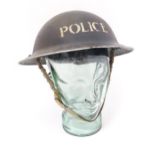 Militaria , WWII / World War 2 / WW2 / Second World War : a steel brodie helmet in Police livery,