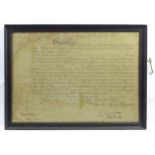 Militaria, WWI / World War 1 / WW1 / First World War: a framed Officer's commission, awarding the