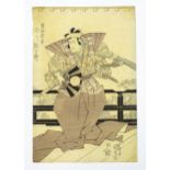 After Utagawa Gototei Kunisada (1786-1865), Japanese School, Woodblock print, A Kabuki samurai