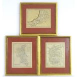 Maps: Three assorted 19thC engraved maps comprising Cardiganshire, Wales, after G. Cole for The