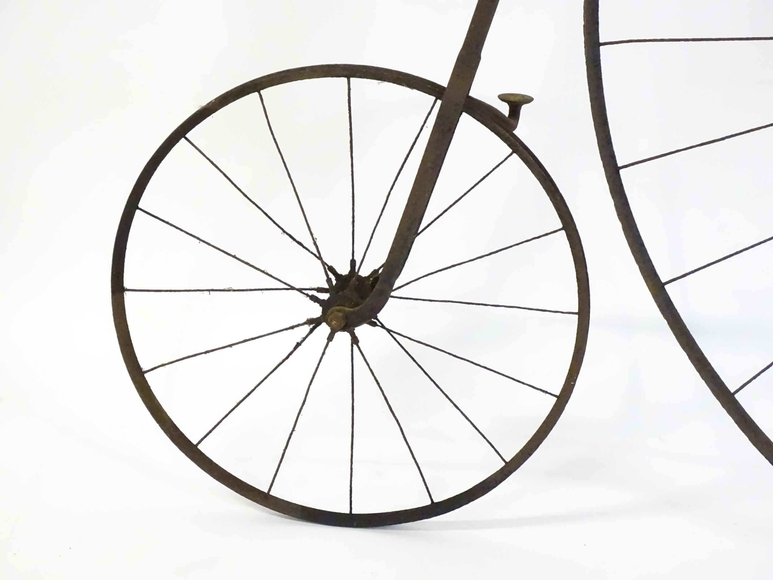 A Victorian Penny Farthing ( High wheel / ordinary ) bicycle. The large front wheel approx 49" - Image 3 of 8