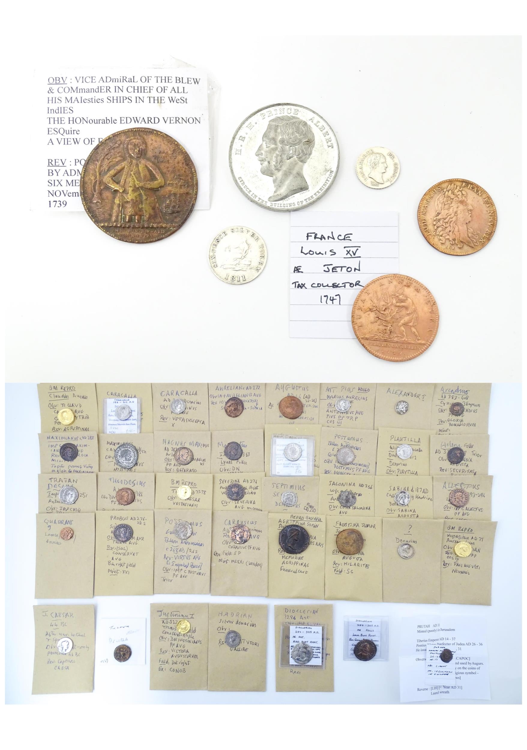 Coins: A quantity of assorted old coins, tokens, medallions, commemorative coins, and some - Image 2 of 45