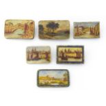 Six late 19th / early 20thC miniature oil on board plaques to include a view of a Bridge of Sighs,