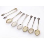 Three silver teaspoons hallmarked Birmingham 1904 maker Joseph Gloster Ltd. Together with three