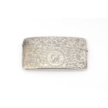 A silver card case with engraved acanthus scroll decoration. Hallmarked Birmingham 1920 maker Sydney
