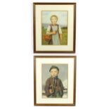 After Albert Anker (1831-1910), Colour prints, The Strawberry Girl, and School Boy. Approx. 15 3/